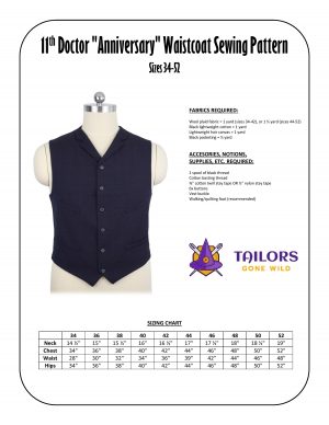 11th Doctor "anniversary" waistcoat sewing pattern