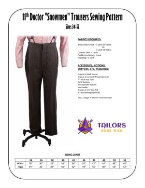 11th Doctor "Snowmen" trousers sewing pattern - Tailors Gone Wild